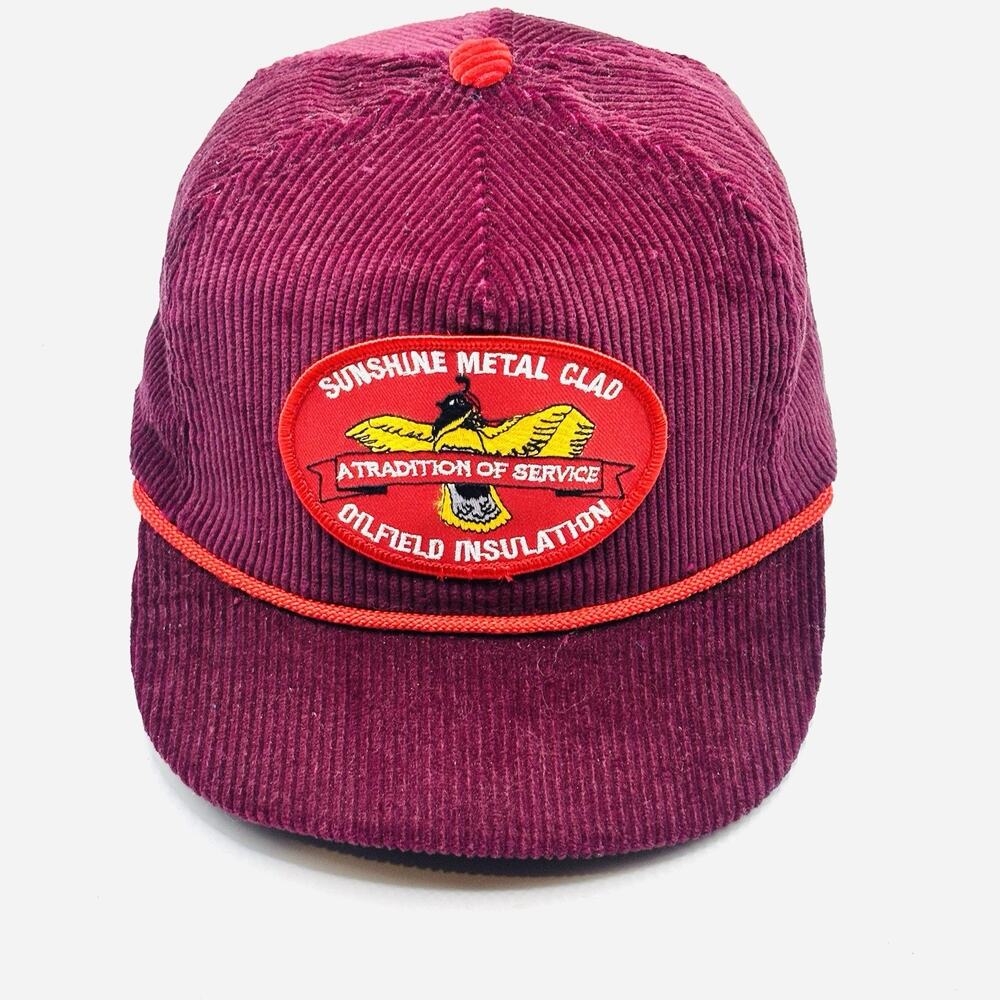 vintage corduroy snapback trucker hat Sunshine Metal Clad Inc oilfield americana - Picture 4 of 6